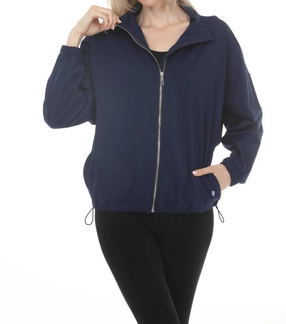NEW JOSEPH RIBKOFF stretch nylon zip up sporty jacket in indigo